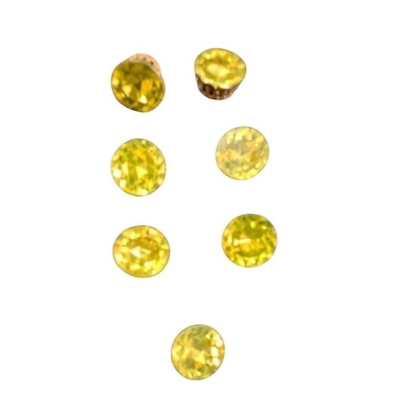 Vintage Gold & Yellow Faceted Glass Button Set Of 7 Intricate Details Round Shan - Picture 9 of 9